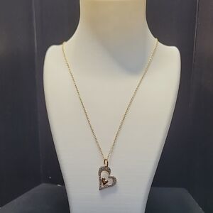 14k Gold Over 925 Silver Heart Pendant w/ Necklace. 18" No Stones